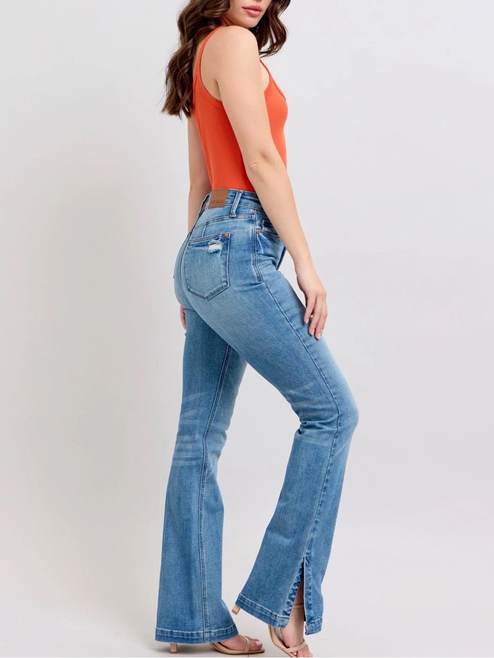 JUDY BLUE slim boot split / slit ankle jeans size 32 X 32.5
